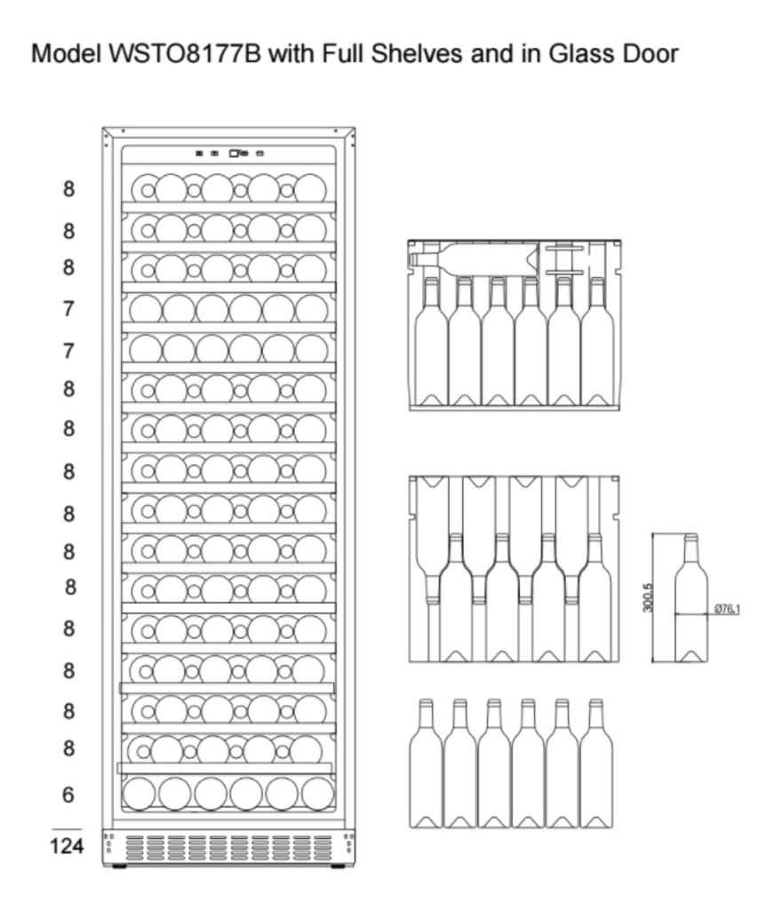 (B-Vare) - Vinopbevaringsskab - WineStore 177 - 15 hyldeplan - Anthracite Black