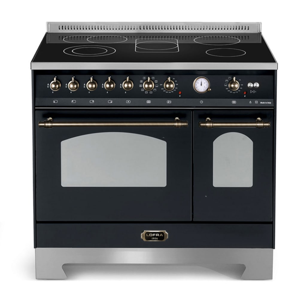 Range cooker - Dolce Vita 90 cm (2 ovens) (Black/Bronze) Ceramic