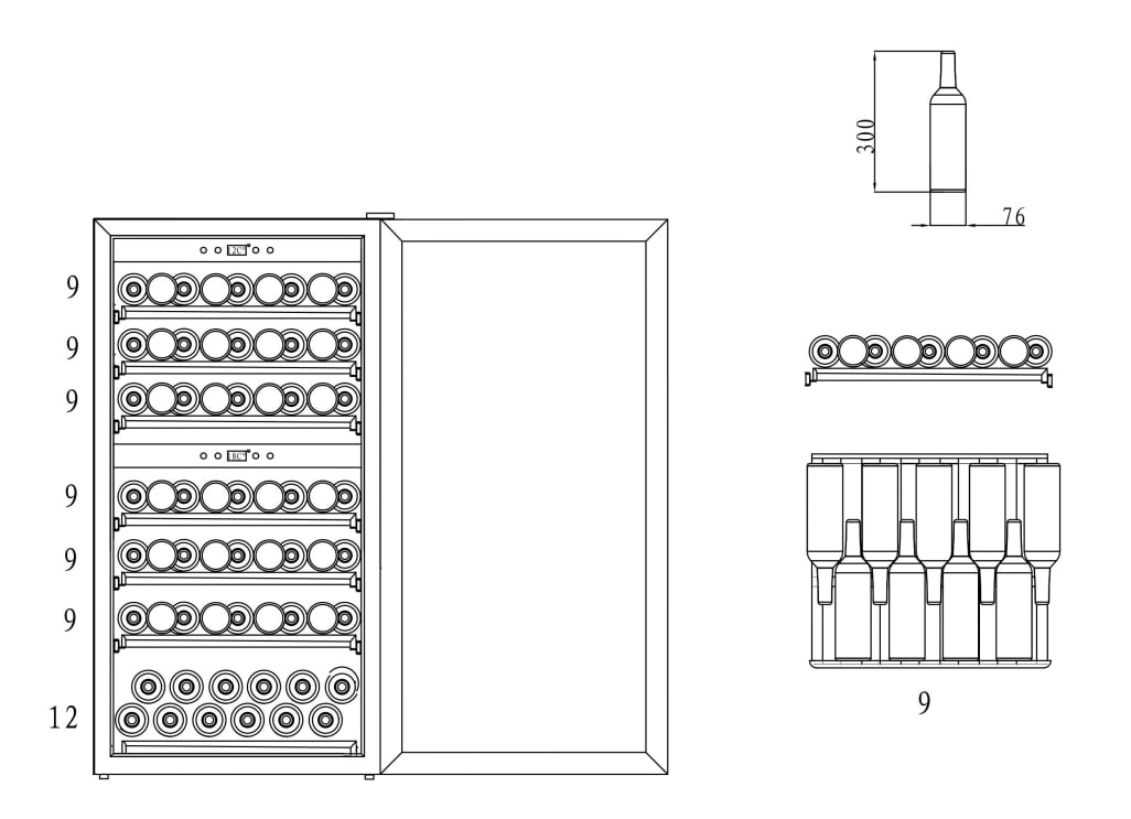 Freistehender Weinkühlschrank - WineExpert 66 Stainless 