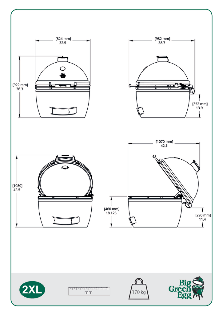 Kamado grill / Keramisk grill - 2XL - Grøn