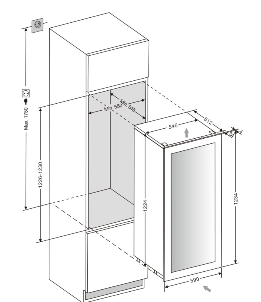 Integrierbarer Weinkühlschrank - WineKeeper 70D Stainless 