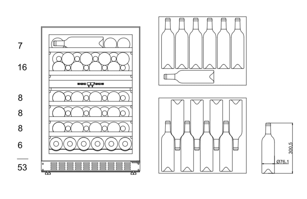 Innbyggbart vinskap - WineCave 800 60D Stainless