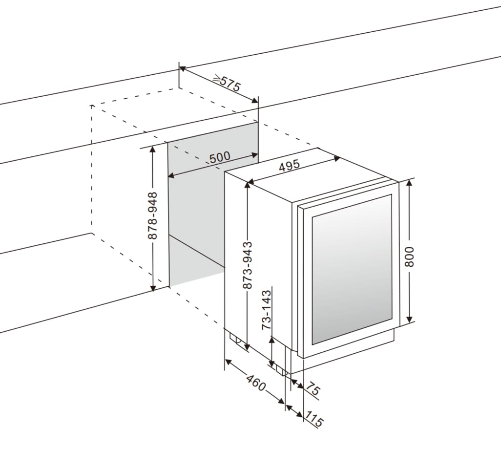 Vinkøleskab til indbygning - WineCave 800 50D Stainless