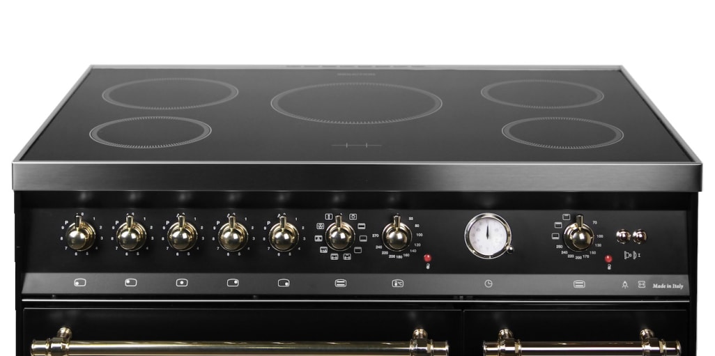 Range cooker - Dolce Vita 90 cm (2 ovens) (Black/Chrome) Induction - For installation into a kitchen island 