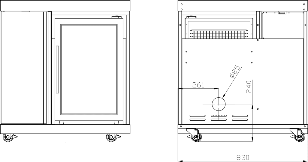 Black Collection - Modul mit Kühlschrank und Aufbewahrungsschrank 