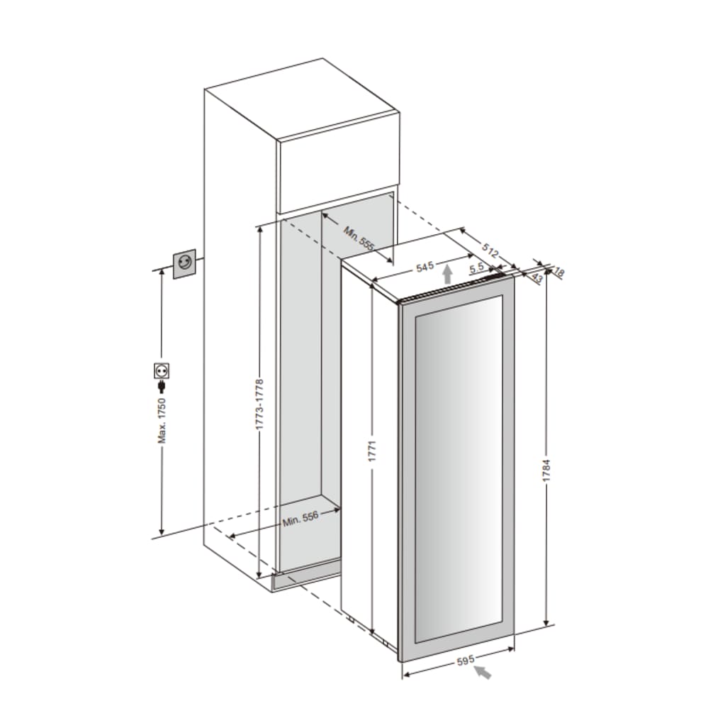 Integroitava viinikaappi – WineKeeper Exclusive 112D Panel Ready Push/Pull 