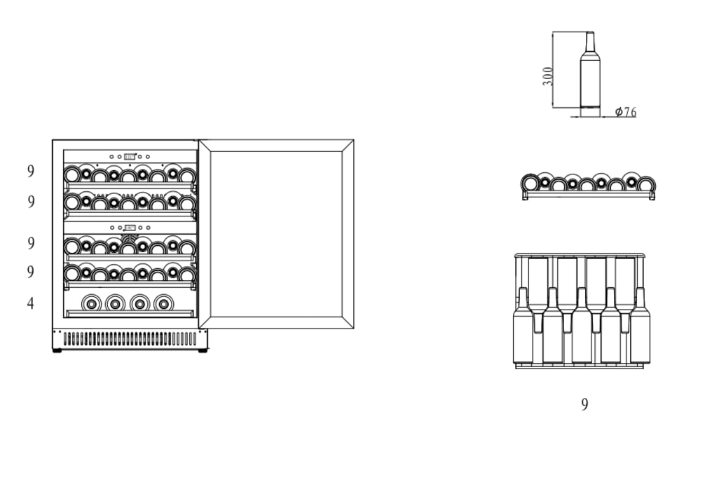 Einbau-Weinkühlschrank - Scandinavian Collection 40 Fullglass Black