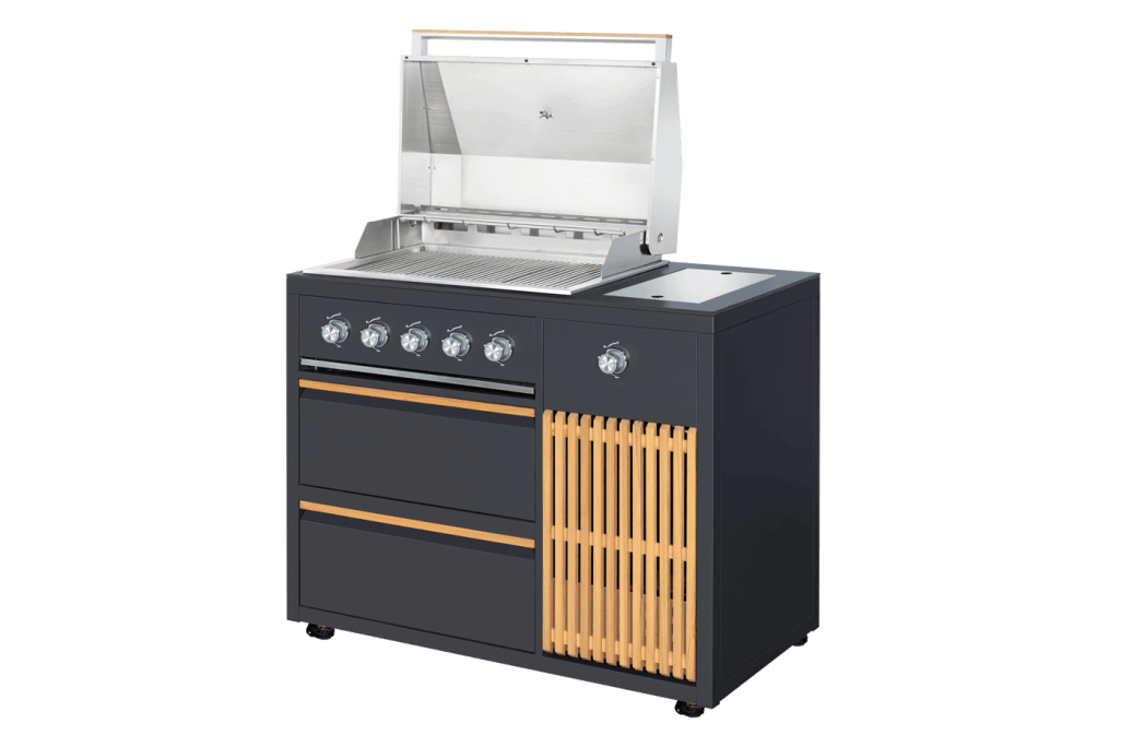 Designer Series - Vapaasti seisova kaasugrilli, jossa 5 poltinta ja infrapunasivupoltin