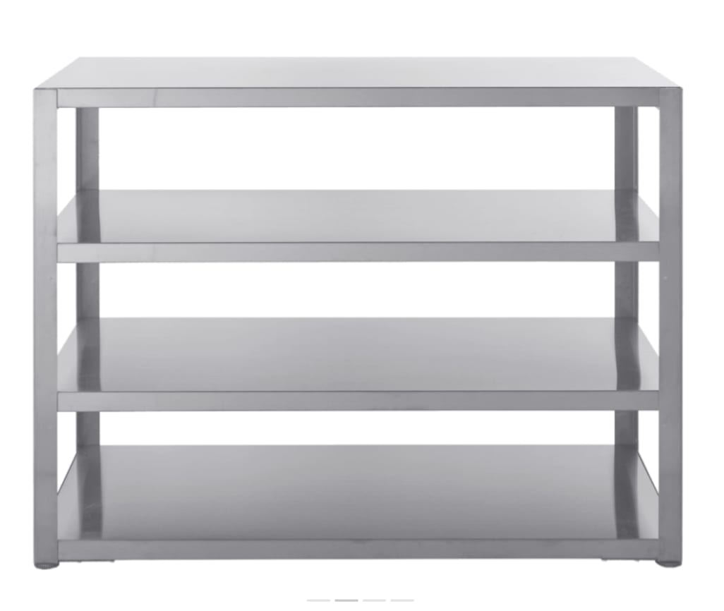 (Outlet) - Nordic Line – Arbejdsbord med hylder 120 cm (Rustfri)