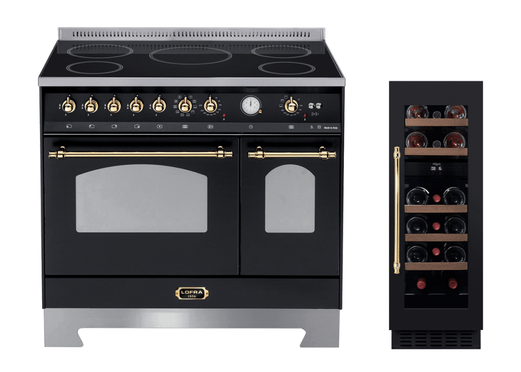 Spis- och vinkylspaket - Lofra 90 cm induktion + mQuvée WineCave 780 30D inbyggbar vinkyl - (Black/Brassed)