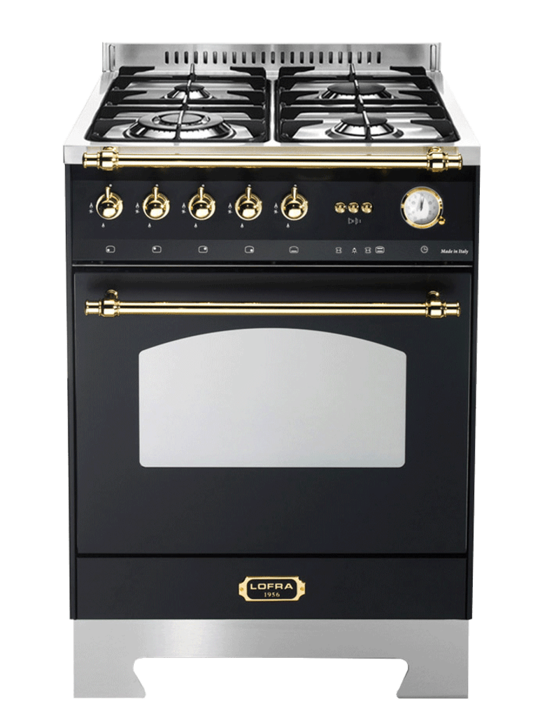 Gasherd mit Gasbackofen - Dolce Vita 60 cm (Schwarz/Messing)