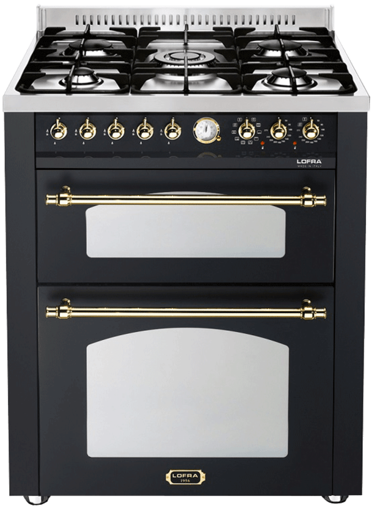 Piano de cuisson - Dolce Vita 70 cm (2 fours) (Noir/Laiton) Gaz