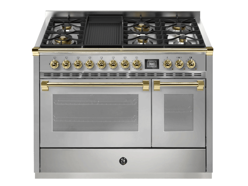 Ascot - Combi-steam - Gasskomfyr 120 cm (2 ovner) (Inox/Brass) + BBQ
