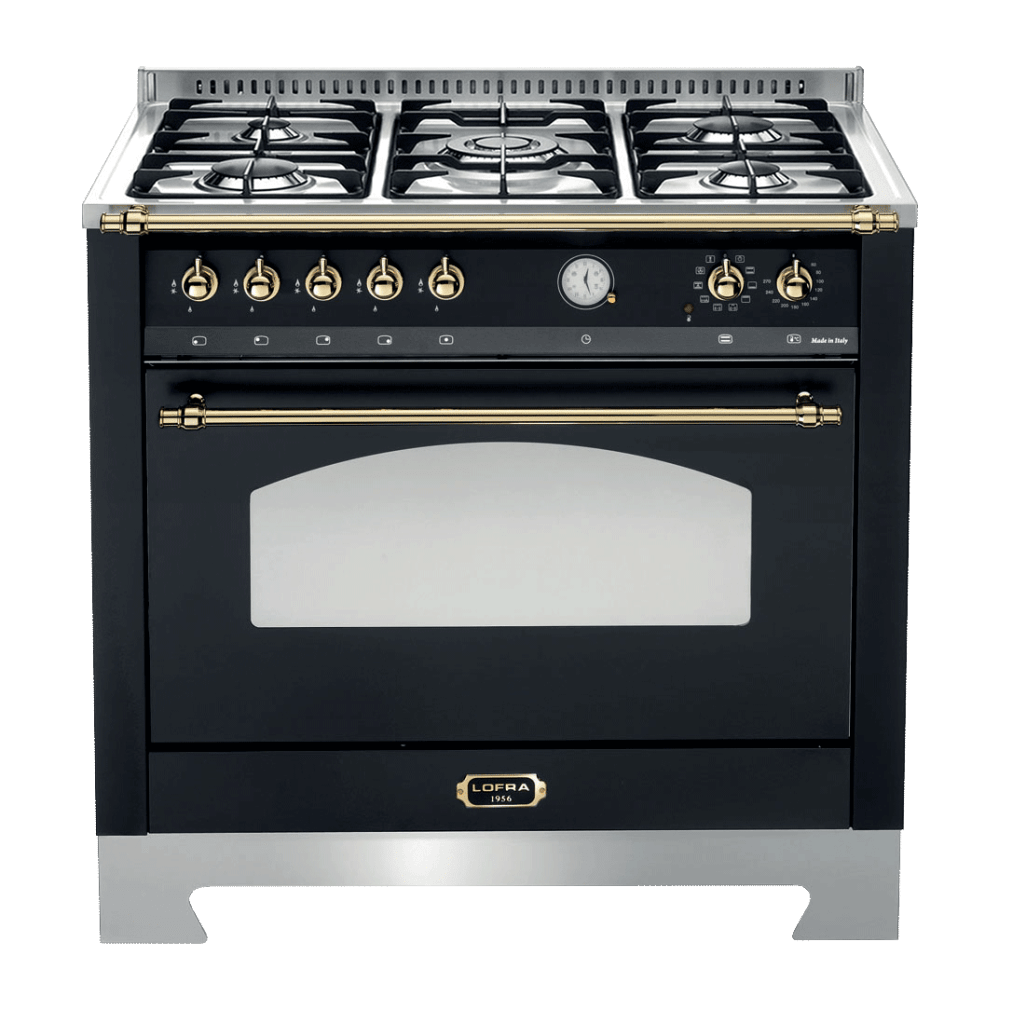 Piano de cuisson - Dolce Vita 90 cm (1 four) (Noir/Laiton) Gaz