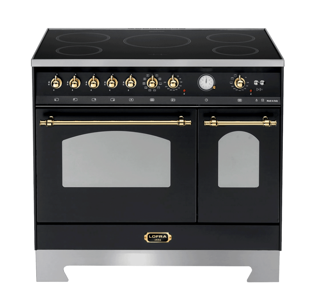 Piano de cuisson - Dolce Vita 90 cm (2 fours) (Noir/Laiton) Induction - Pour l'installation dans l'îlot de cuisine