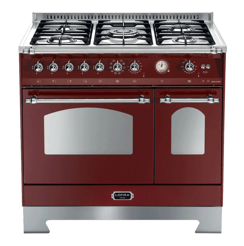 Dolce Vita - Dual Fuel Range Cooker 90 cm (2 ovens) (Burgundy/Chrome)