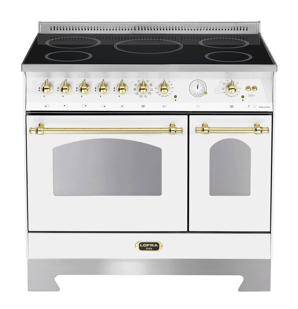 Dolce Vita - Induction Range Cooker 90 cm (2 ovens) (Pearl white/Brassed) 