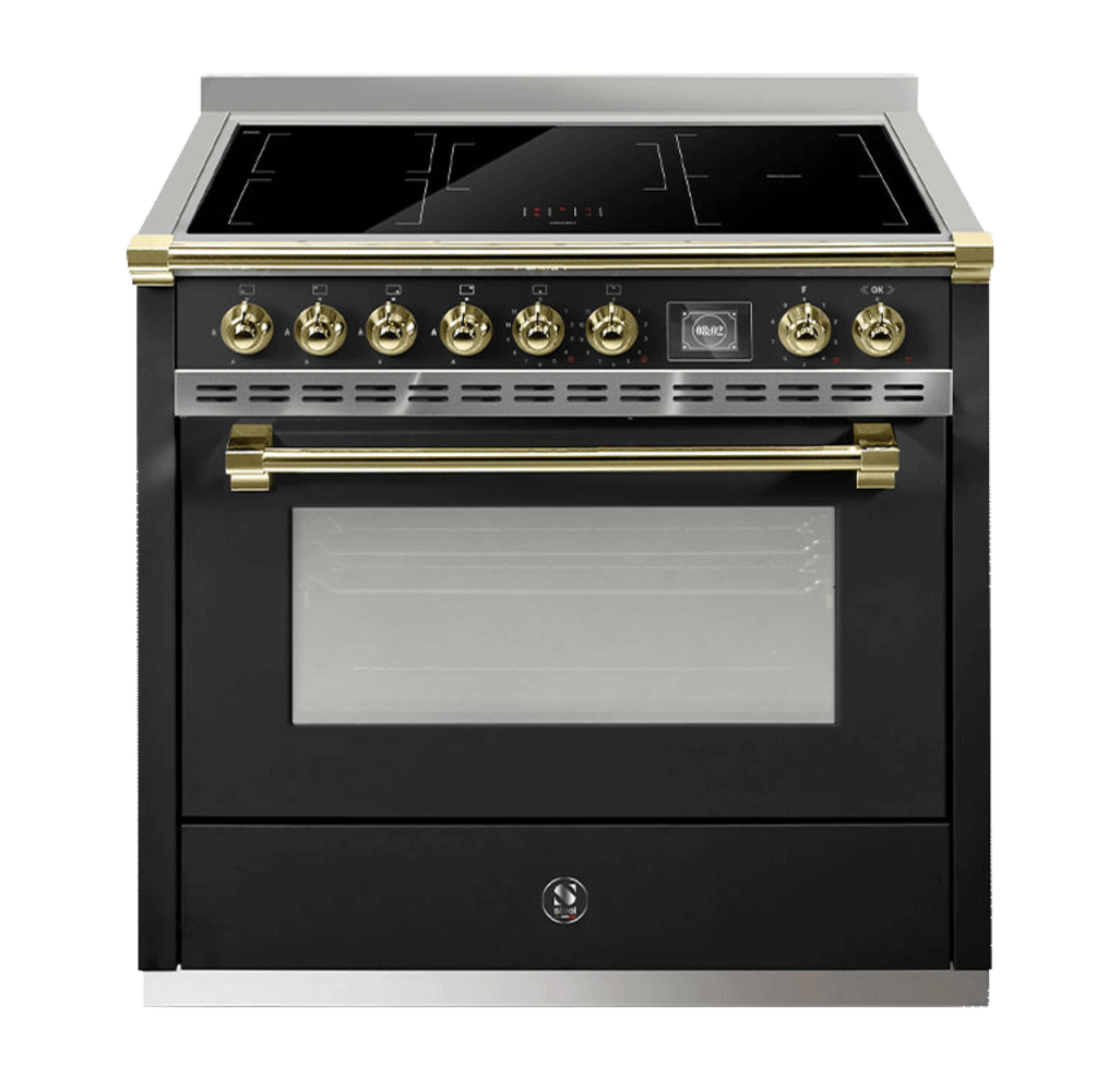 Ascot - Combi-steam - Induktionskomfur 90 cm (1 ovn)  (Nero/Brass) 