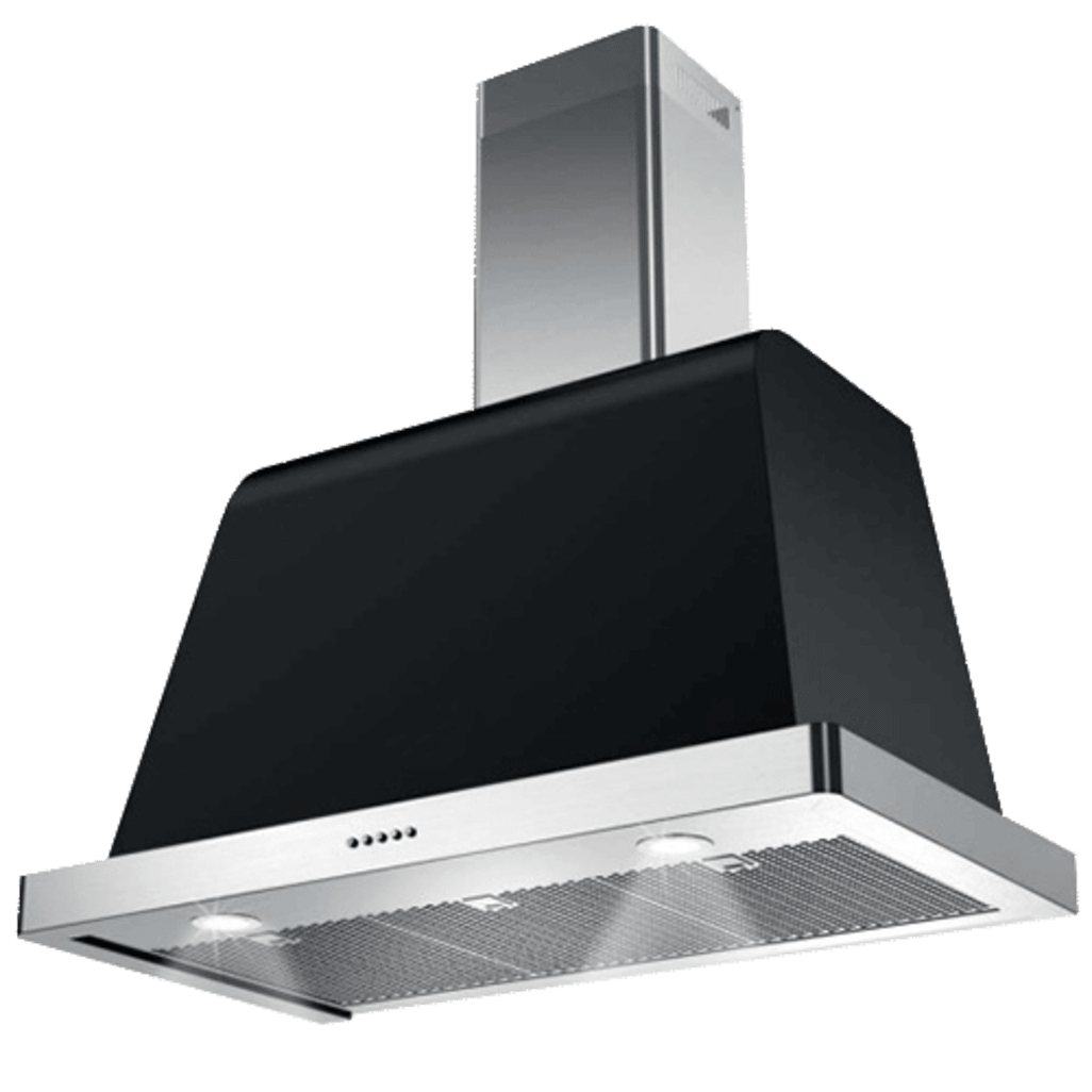 Ensemble piano de cuisson Noir/Laiton - Dolcevita 90 cm (piano de cuisson à induction + hotte + crédence)