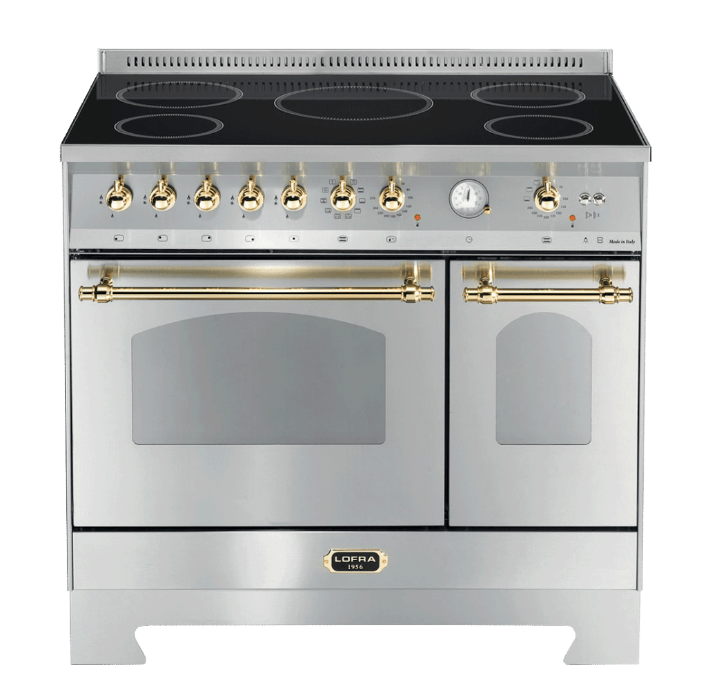 Ensemble piano de cuisson Acier inoxydable/Laiton - Dolcevita 90 cm (piano de cuisson à induction + hotte + crédence)