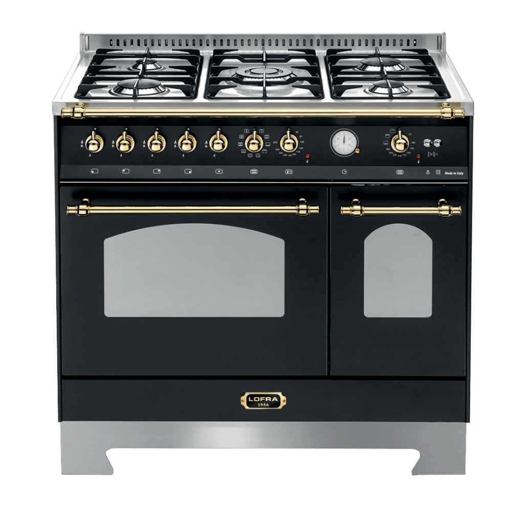 Cooker package Black/Brass - Dolce Vita 90 cm (cooker + extractor hood + splashback)