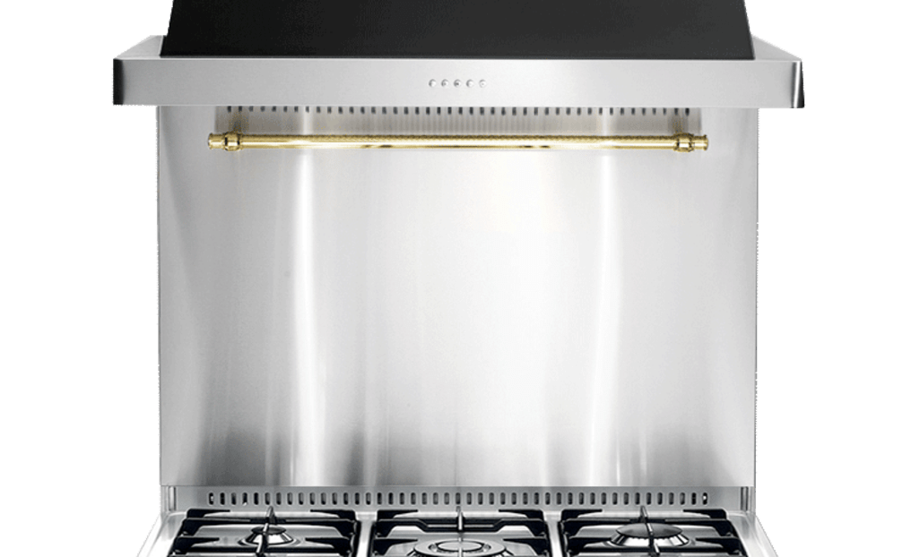 Komfyrpakke Svart/Messing – Dolce Vita 90 cm 2 ovner (komfyr + vifte + veggbeskyttelse)