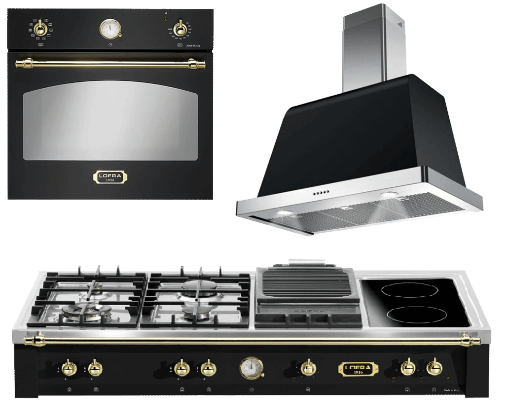Komfyrpakke Svart/Messing - Dolce Vita Rangetop (rangetop + ovn + vifte)