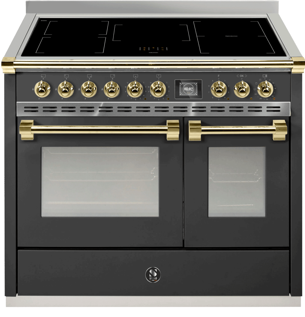 Ascot - Combi-steam - Induksjonskomfyr 100 cm (2 ovner) (Antracite/Brass)