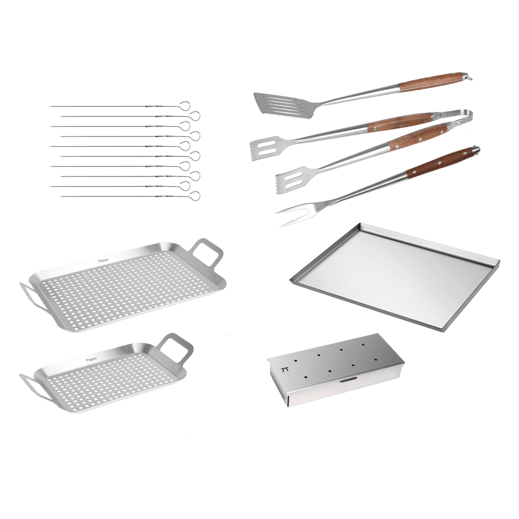 Stainless Collection - Vapaa seisova kaasugrilli 4 polttimolla ja infrapunapoltin - Mukana tarvikepaketti