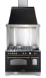 Range cooker - Dolce Vita 120 cm (2 ovens) (Black/Brassed) Gas/Ceramic