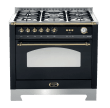 Gasherd mit Gasbackofen - Dolce Vita 90 cm (Schwarz/Messing) 