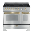 Ensemble piano de cuisson Acier inoxydable/Laiton - Dolcevita 90 cm (piano de cuisson à induction + hotte + crédence)