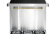 Ensemble piano de cuisson Acier inoxydable/Laiton - Dolcevita 90 cm (piano de cuisson à induction + hotte + crédence)