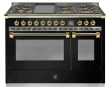 Ascot - Combi-steam - Gasskomfyr 120 cm (2 ovner) (Nero/Brass) + BBQ