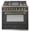 Ascot - Combi-steam - Gasskomfyr 90 cm (1 ovn) (Antracite/Brass) + BBQ