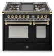  Ascot - Combi-steam - Gasskomfyr 100 cm (2 ovner) (Nero/Brass) + BBQ