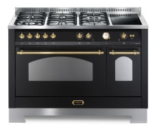 Range cooker - Dolce Vita 120 cm (2 ovens) (Black/Brassed) Gas/Ceramic