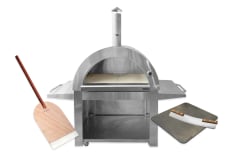 Stainless Collection - Vedfyrt pizzaovn og tilbehør (4 deler) (Rustfri)