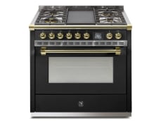 Komfur - Ascot - Combi-steam 90 cm (1 ovn) (Nero/Brass) Gas + BBQ