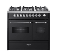 Cuore - Gas Range Cooker 90 cm (2 ovens) (Black/Brushed steel)