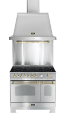 Cooker package Stainless/Brass - Dolce Vita 90 cm induction (cooker + extraction hood + splashback)