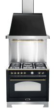 Herdpaket Schwarz/Messing - Dolce Vita 90 cm (Gas) 1 Backofen (Herd + Dunstabzugshaube + Herdblende) 