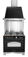 Spispaket - Lofra 90 cm Gashäll 1 ugn (spis + fläkt + stänkskydd) - Svart/Brons 