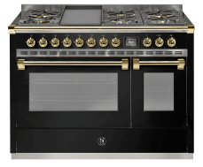  Ascot - Combi-steam - Gaskomfur 120 cm (2 ovne) (Nero/Brass) + BBQ