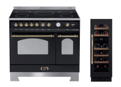 Spis- och vinkylspaket - Lofra 90 cm induktion + mQuvée WineCave 780 30D inbyggbar vinkyl - (Black/Brassed)
