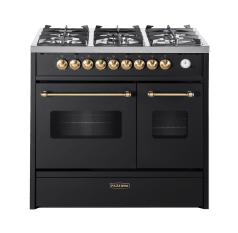 Cuore - Gas Range Cooker 90 cm (2 ovens) (Black/Brushed Brass)