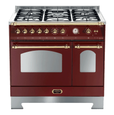 Dolce Vita - Dual Fuel Range Cooker 90 cm (2 ovens) (Burgundy/Brassed)