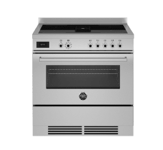 Professional - Induksjonskomfyr 90 cm med innebygd vifte (Air-Tec) (1 ovn) Rustfri