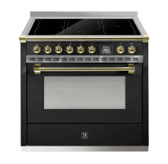 Ascot - Combi-steam - Induktionskomfur 90 cm (1 ovn) (Sort/Messing)