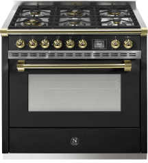 Ascot - Combi-steam - Gasspis 90 cm (1 ugn) (Nero/Brass) 